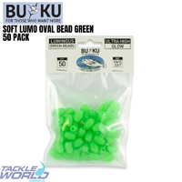 Buku Soft Lumo Oval Beads Green 50pc 10x15mm