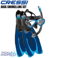 Cressi Agua Mask Snorkel Fin Set - Blue