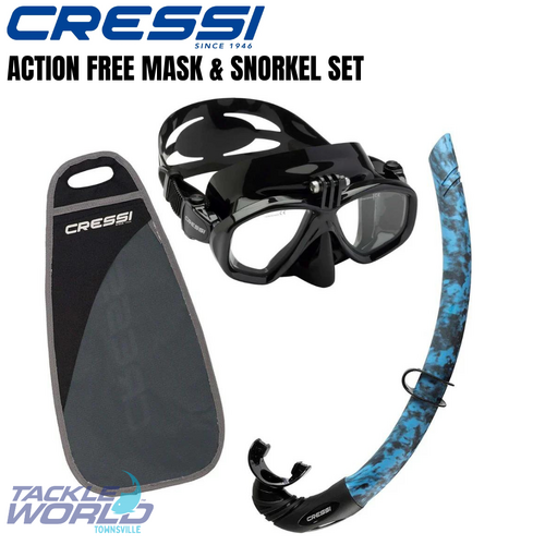 Cressi Action Free Mask & Snorkel Blue Camo